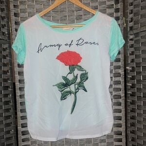 Women's Mint Green and White Graphic Tee